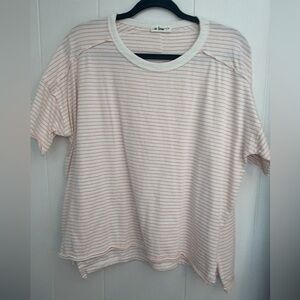 Boutique In Loom peach and white striped top- medium